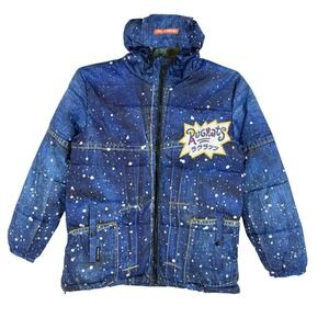 NWT Members Only Men's Urban Street Nickelodeon Rugrats Blue Puffer Jacket Sz M